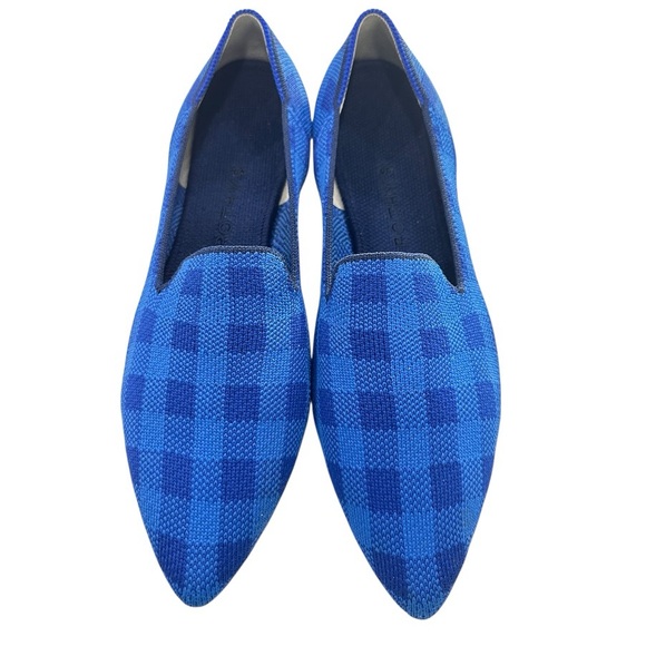Rothy’s Lazuli Gingham Blue Pointed Loafer